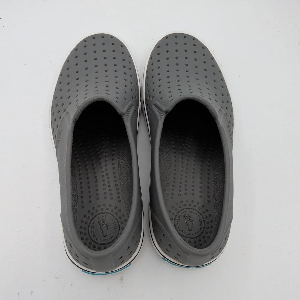 Native Shoes Miles Slip On Water Shoes Pigeon Grey Shell White Mens 7 Womens 9